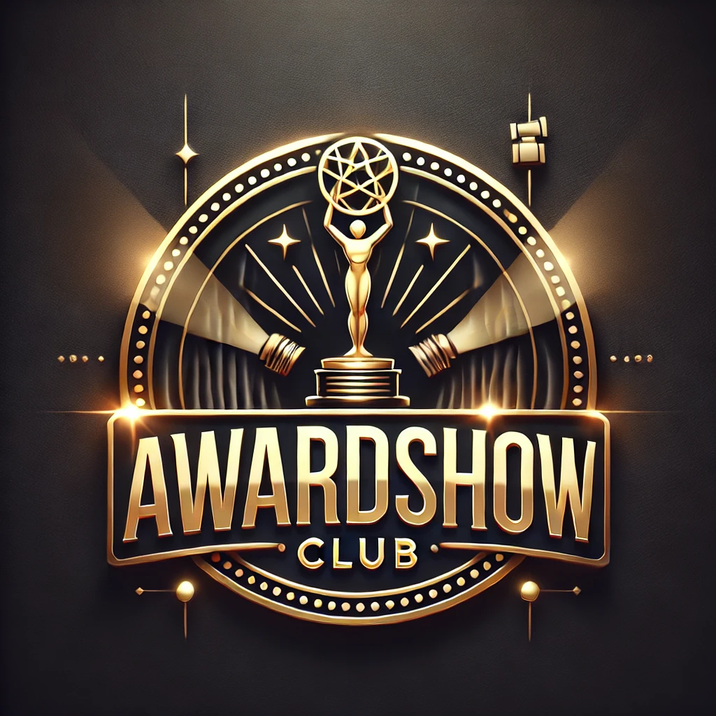 Logo for awardshowclub.com black and gold award show badge.